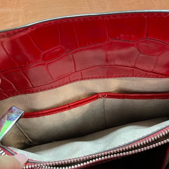 Michael Kors Red Embossed Satchel - Picture 4 of 6